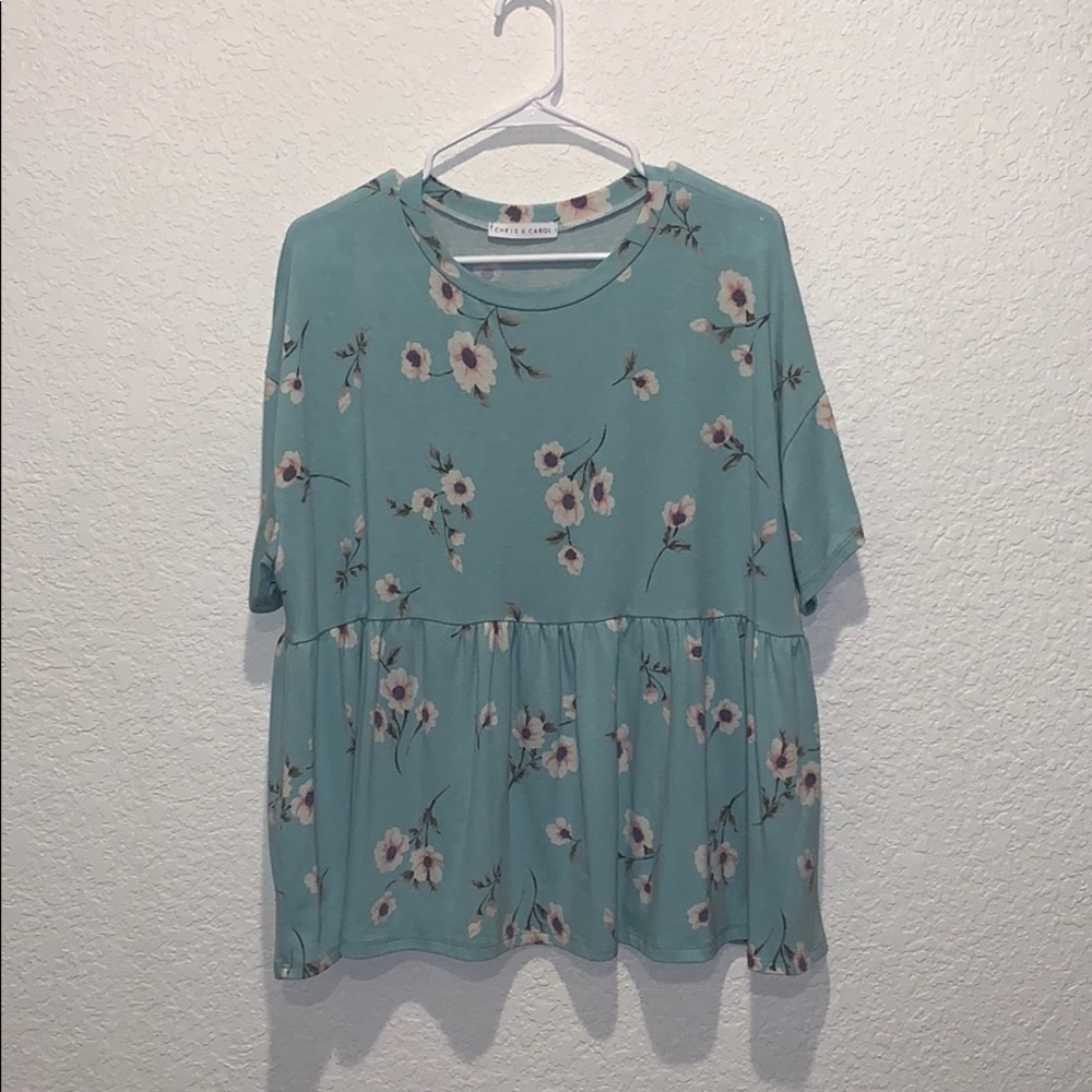 Flowered Peplum Top